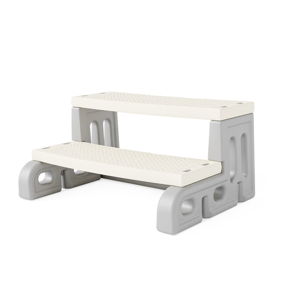 Ktaxon Sturdy 2-Step Spa Ladder with Non-Slip Treads Gray Frame and Beige Step