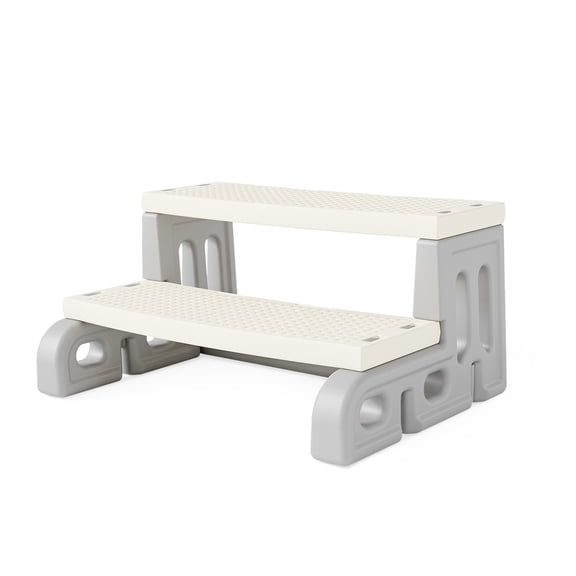 Ktaxon Sturdy 2-Step Spa Ladder with Non-Slip Treads Gray Frame and Beige Step