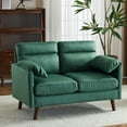 thumbnail image 1 of Ktaxon Faux Suede Loveseat, High Back Sofa with Flip-over Armrests, Sturdy Plastic Legs, Ideal for Small Spaces Green, 1 of 7