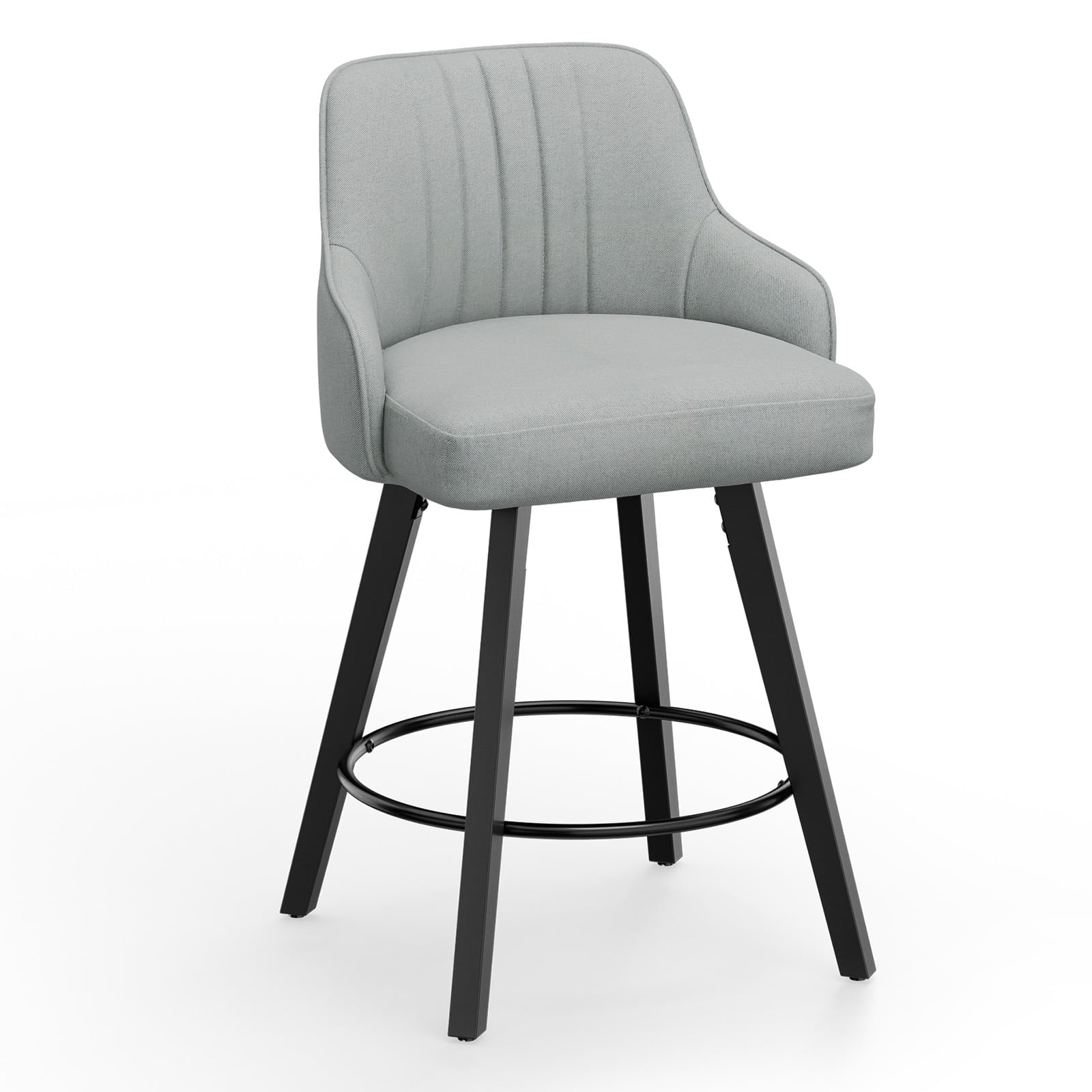 Ktaxon Swivel Bar Stools, 35" Counter Height Adjustable Fabric Bar Stools for Kitchen Island, Modern Gray, 1 PCS