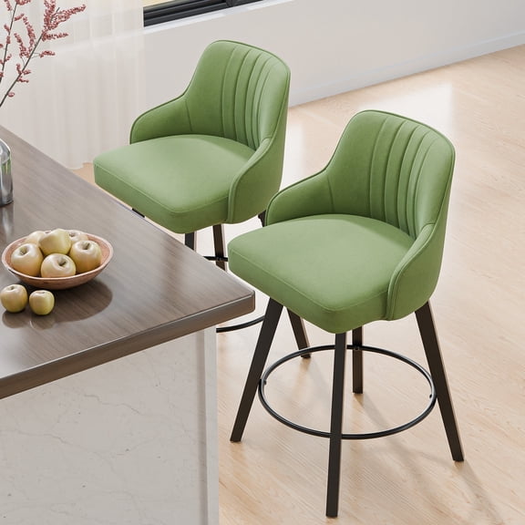 Ktaxon Swivel Bar Stools Set of 2, 35" Counter Height Adjustable Fabric Bar Stools for Kitchen Island, Grass Green