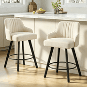 Ktaxon Modern Swivel Bar Stools Set of 2, Counter Height 24" Barstools with Fabric Padded Seating, 2 PCS Bar Stools for Kitchen Island, Bar, Home, Breakfast, Beige