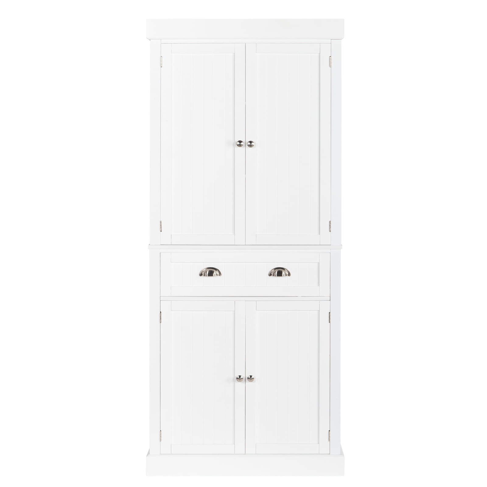 White Shaker Style Freestanding Kitchen Pantry Organizer with Adjustable Shelves