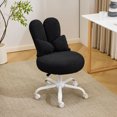 thumbnail image 1 of Ktaxon Teddy Fleece Office Chair, Rabbit Ear Backrest Vanity Chair, Adjustable Swivel Reading Chair for Home Office Black, 1 of 10