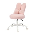 thumbnail image 1 of Ktaxon Teddy Fleece Office Chair, Rabbit Ear Vanity Chair with Adjustable Height, 360-Degree Swivel and Casters, Pink, 1 of 10