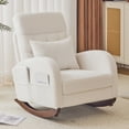 thumbnail image 1 of Ktaxon Teddy Velvet Rocking Chair, Upholstered High‑Back Nursery Glider Accent Rocker, Cozy Reading Lounge Chair for Living Room Bedroom, Beige, 1 of 11