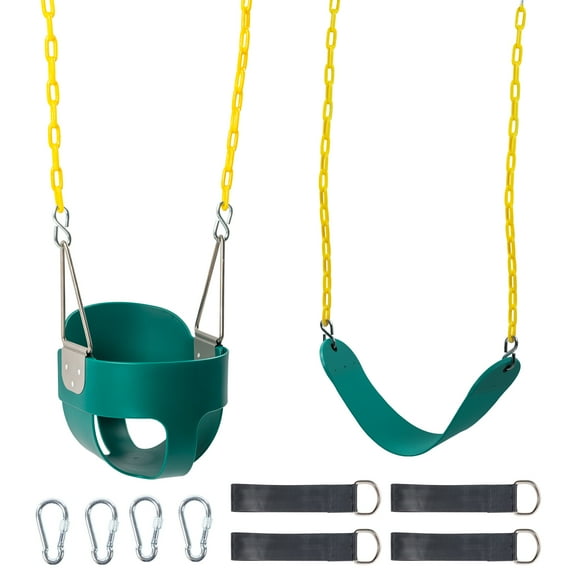 Ktaxon Toddler Swing, Full Bucket Baby Swing Seat with Coated Chains for Outdoor Use, Green