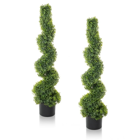 Ktaxon 2 PCS Artificial Tree, 4 Feet Decorative Spiral Topiary Tree Set of 2 for Foyer, Entryway, Living Room, Outdoor
