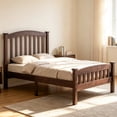 thumbnail image 1 of Ktaxon Twin Bed Frame,Solid Pine Wood Twin Platform Bed Frame, Bedroom Twin Bed with Headboard for Adults, Espresso, 1 of 8