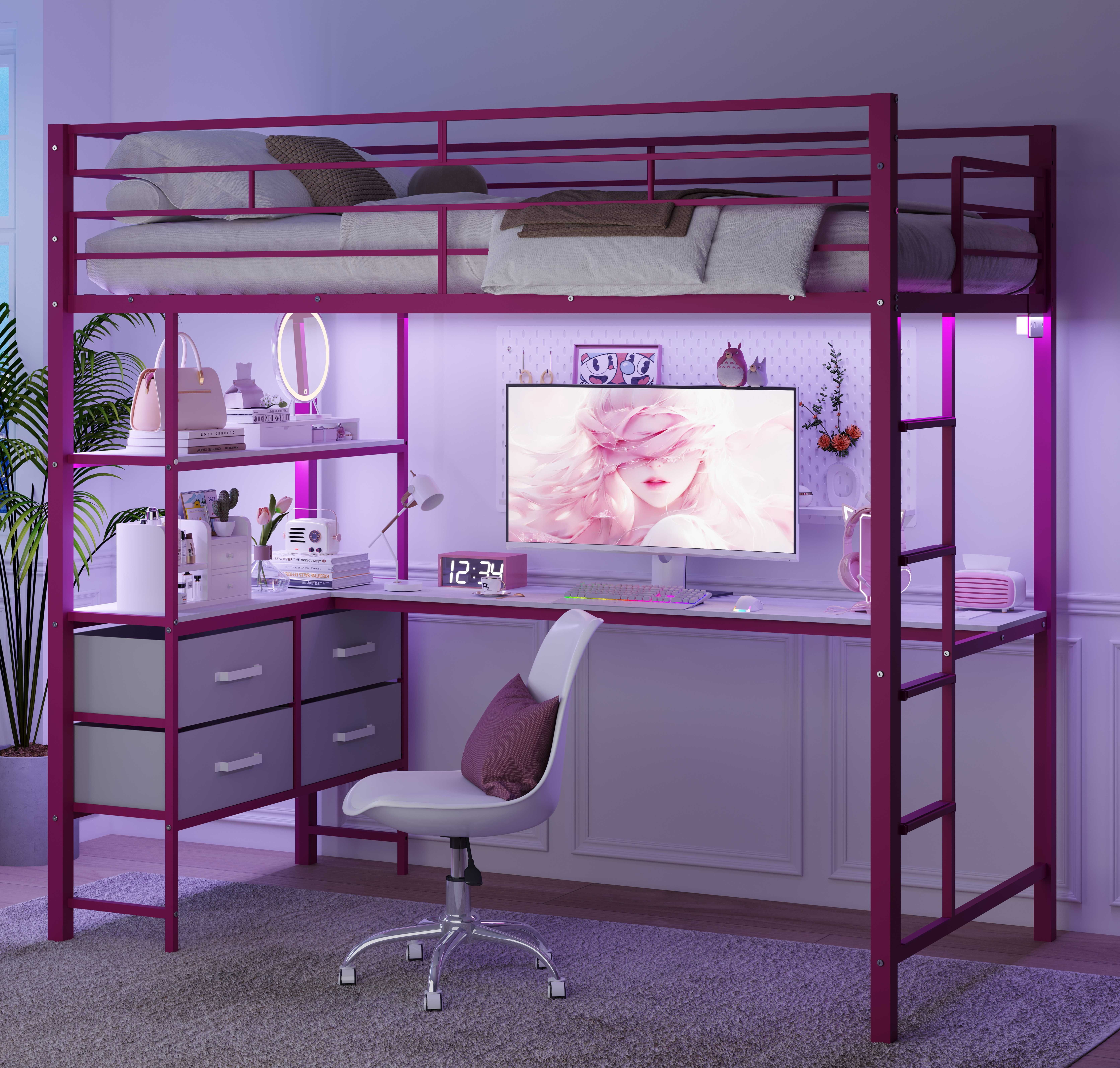 Ktaxon-Twin-Loft-Bed-with-L-