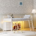 thumbnail image 1 of Ktaxon Twin Low Loft Bed with Storage, Metal Frame with LED Lights, Reversible Ladder and Toy Basket, White, 1 of 6