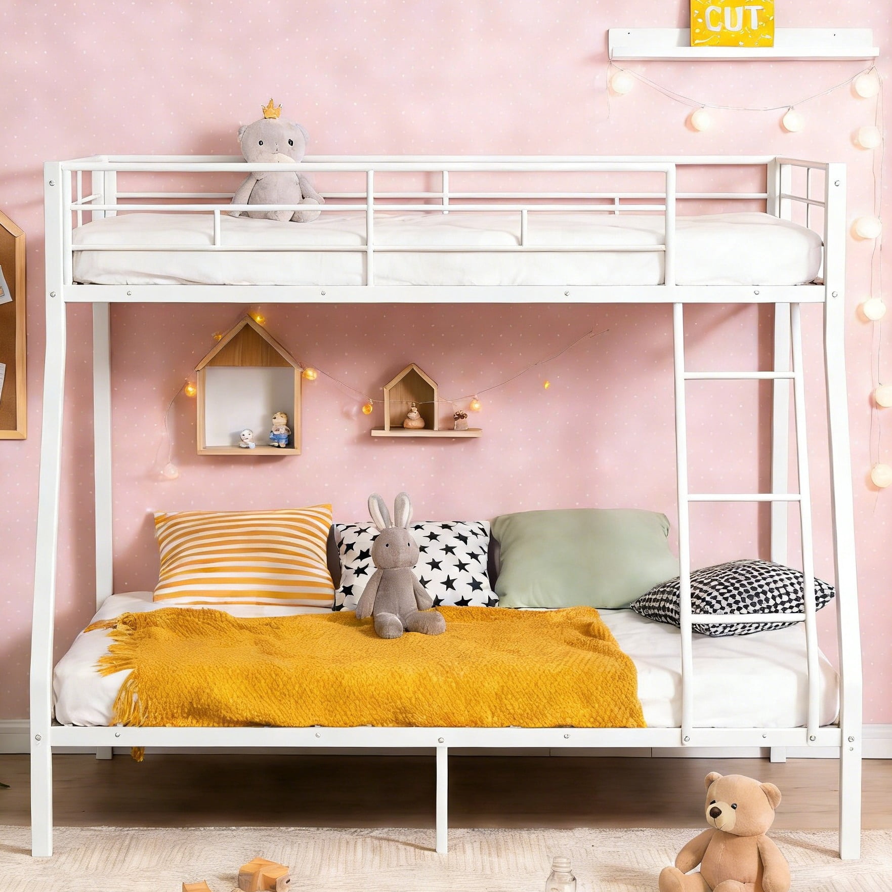 【tak】ベッド tak】ベッド Ktaxon Twin Over Full Metal Bunk Bed, White, Sturdy