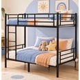 thumbnail image 1 of Ktaxon Twin Over Twin Metal Bunk Bed with Ladder, 13-Inch Guardrails, No Box Spring Needed, Space-Saving, Black, 1 of 10
