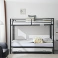 thumbnail image 1 of Ktaxon Twin Over Twin Metal Bunk Bed with Trundle, Dual Ladders and Guardrails, No Box Spring Needed, Black, 1 of 7