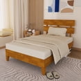 thumbnail image 1 of Ktaxon Twin Size Bed Frame with Double Slat Headboard，Solid Wooden Platform Bed, No Box Spring Needed, Easy Assembly, Brown, 1 of 8