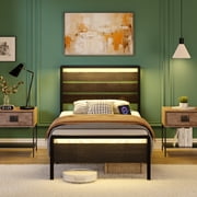 Ktaxon Twin Bed Frame with LED Headboard - rated 3.8 stars from 12 reviews