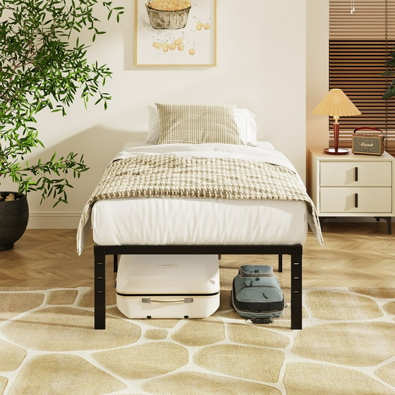 Ktaxon Twin Size Bed Frames, 12" Metal Platform Bed, Black