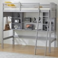 thumbnail image 1 of Ktaxon Twin Size Loft Bed with Desk, Wooden Loft Bed with Shelves, Ladder, for Kids Teens Adults (Gray), 1 of 9