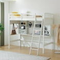 thumbnail image 1 of Ktaxon Twin Size Loft Bed with Desk, Wooden Loft Bed with Shelves, Ladder, for Kids Teens Adults (White), 1 of 14