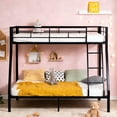 thumbnail image 1 of Ktaxon Twin XL Over Queen Metal Bunk Bed with Stairs & Full-Length Guardrail, Black, 1 of 9