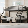 thumbnail image 1 of Ktaxon Twin XL Over Queen Metal Bunk Bed with Stairs & Full-Length Guardrail, Black, 1 of 9