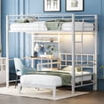 thumbnail image 1 of Ktaxon Twin over Twin Bunk Bed with Desk and Stoarge Drawers, Metal Loft Bed Frame, White, 1 of 10