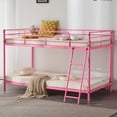 thumbnail image 1 of Ktaxon Twin over Twin Steel Bunk Beds Frame, with Ladder Bedroom Dorm Room for Kids Adult Junior Children,Pink, 1 of 9