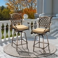 thumbnail image 1 of Zimtown Two-piece Set Cast  Aluminum  Bar Chairs, Patio Furniture Set Weather Resistant, Grid, Back, 1 of 8