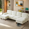 thumbnail image 1 of Ktaxon U-Shaped Sectional Sofa, 111"  Chenille Couch, 4 Seat Lounge Sleeper with Double Chaise for Living Room Off White, 1 of 10