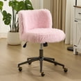 thumbnail image 1 of Ktaxon Vanity Chair, Adjustable Desk Chair with Metal Base and Swiveel Casters, Long Pile Fabric Makeup Chair for Women, Ideal for Office,Study and Home Pink, 1 of 8