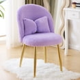 thumbnail image 1 of Ktaxon Vanity Makeup Chair Comfy Accent Chair Small Office Chair for Living Dining Room Bedroom Home Office Faux Rabbit Hair Purple, 1 of 10