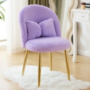 Ktaxon Vanity Makeup Chair Comfy Accent Chair Small Office Chair for Living Dining Room Bedroom Home Office Faux Rabbit