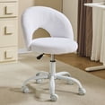 thumbnail image 1 of Ktaxon Vanity Makeup Chair Comfy Cute Accent Chair Small Swivel Task Office Chair with Wheels Faux Rabbit Hair White, 1 of 8