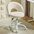 thumbnail image 1 of Ktaxon Vanity Makeup Chair Comfy Cute Accent Chair Small Swivel Task Office Chair with Wheels Linen Fabric Light Khaki, 1 of 8