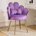 thumbnail image 1 of Ktaxon Vanity Makeup Chair, Velvet Upholstered Accent Chair with Flower Back and Lumbar Pillow, Purple, 1 of 10