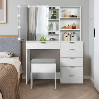 Vanity Set Dressing Table Bedroom Wood Modern Small Household Type Light  Luxury Locker Integrated Make-up Desk With Mirror And Drawers Free