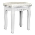 thumbnail image 1 of Ktaxon Vanity Stool Makeup Bench Dressing Stools Retro Wave Solid Pine Wood Legs Cushioned Chair Piano Seat Bedroom,White, 1 of 6