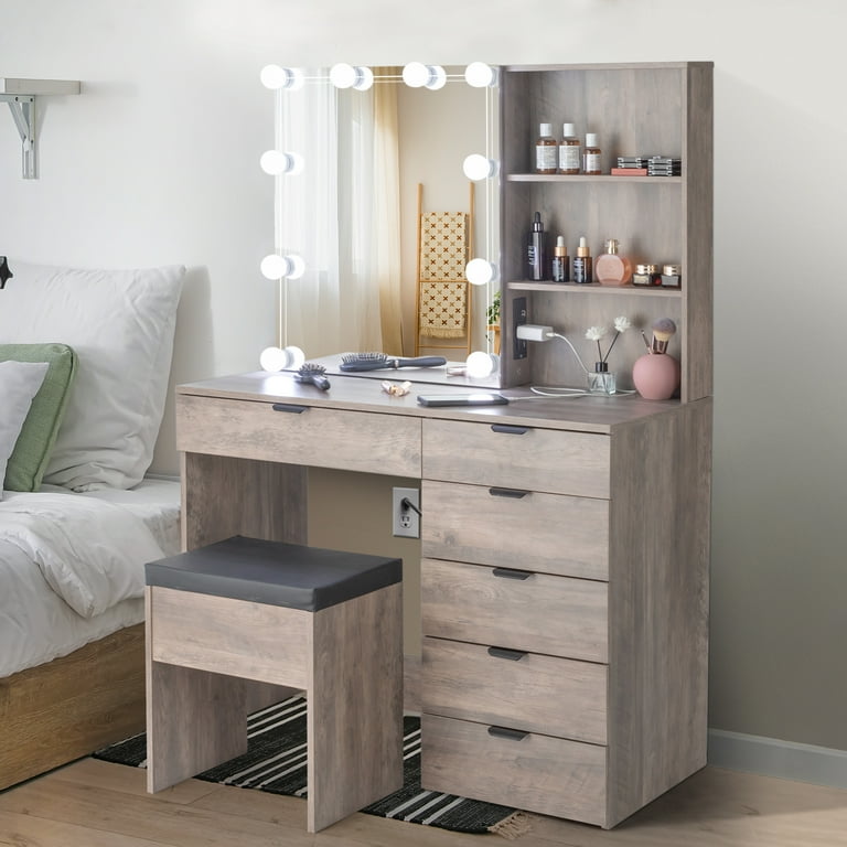 Grey makeup outlet vanity set