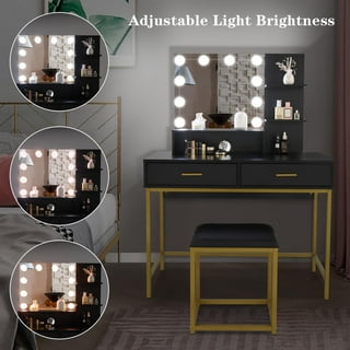 ELEWISH Makeup Vanity Table Set with 3 Modes Adjustable Lighted