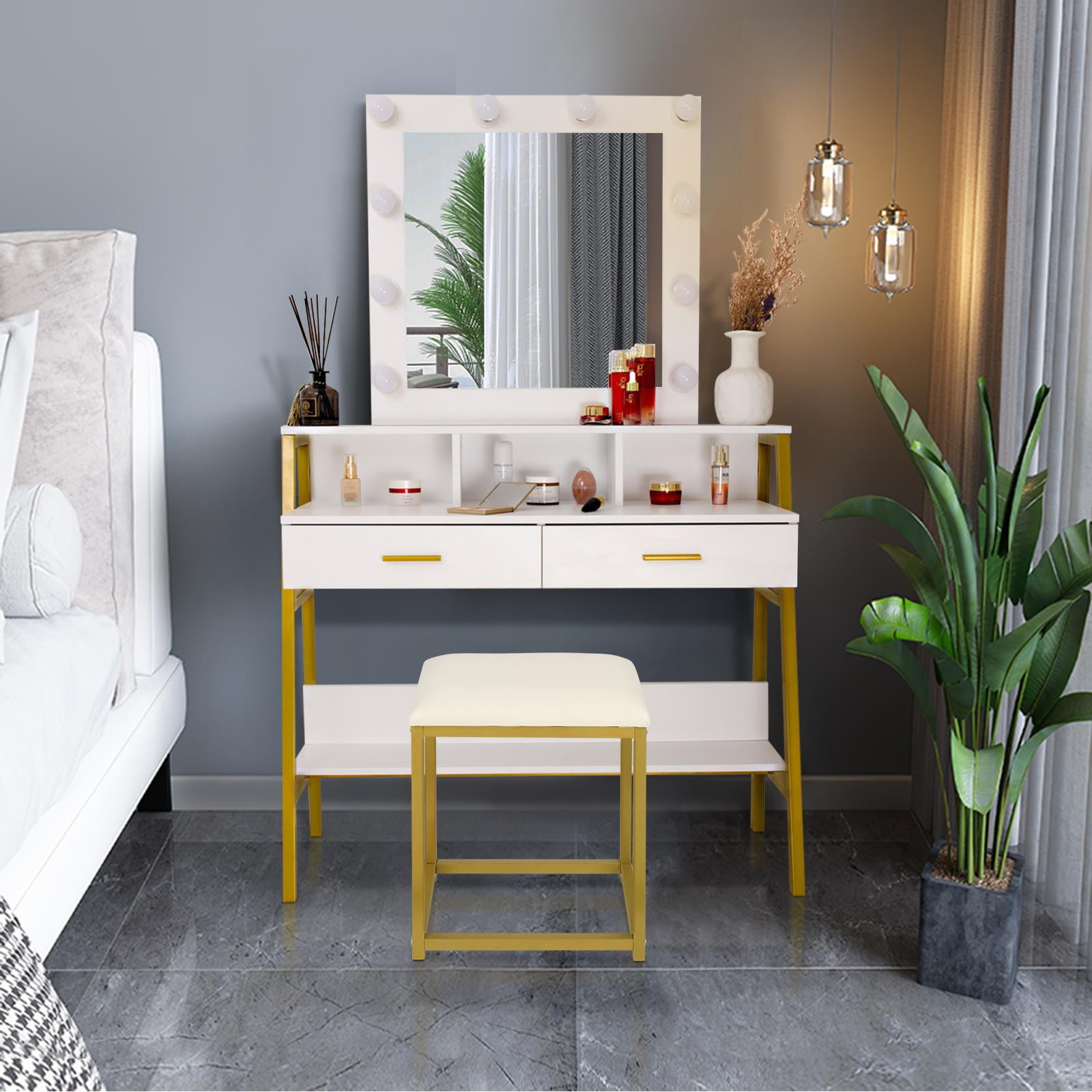 Ktaxon Vanity Table with Lighted Mirror, Makeup Vanity Dressing Table