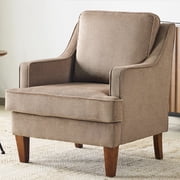 Ktaxon Fabric Accent Chair, Reading Armchair with Removable Cushion, Single Sofa with Extra Seat Depth for Living Room Bedroom Light Brown
