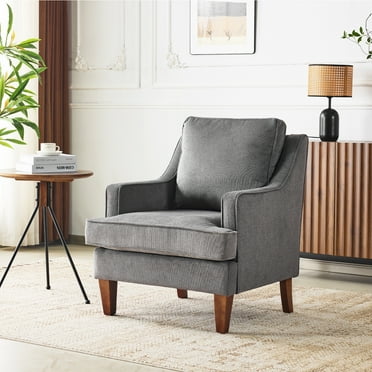 Ktaxon Fabric Accent Chair, Reading Armchair with Removable Cushion, Single Sofa with Extra Seat Depth for Living Room Bedroom Light Gray