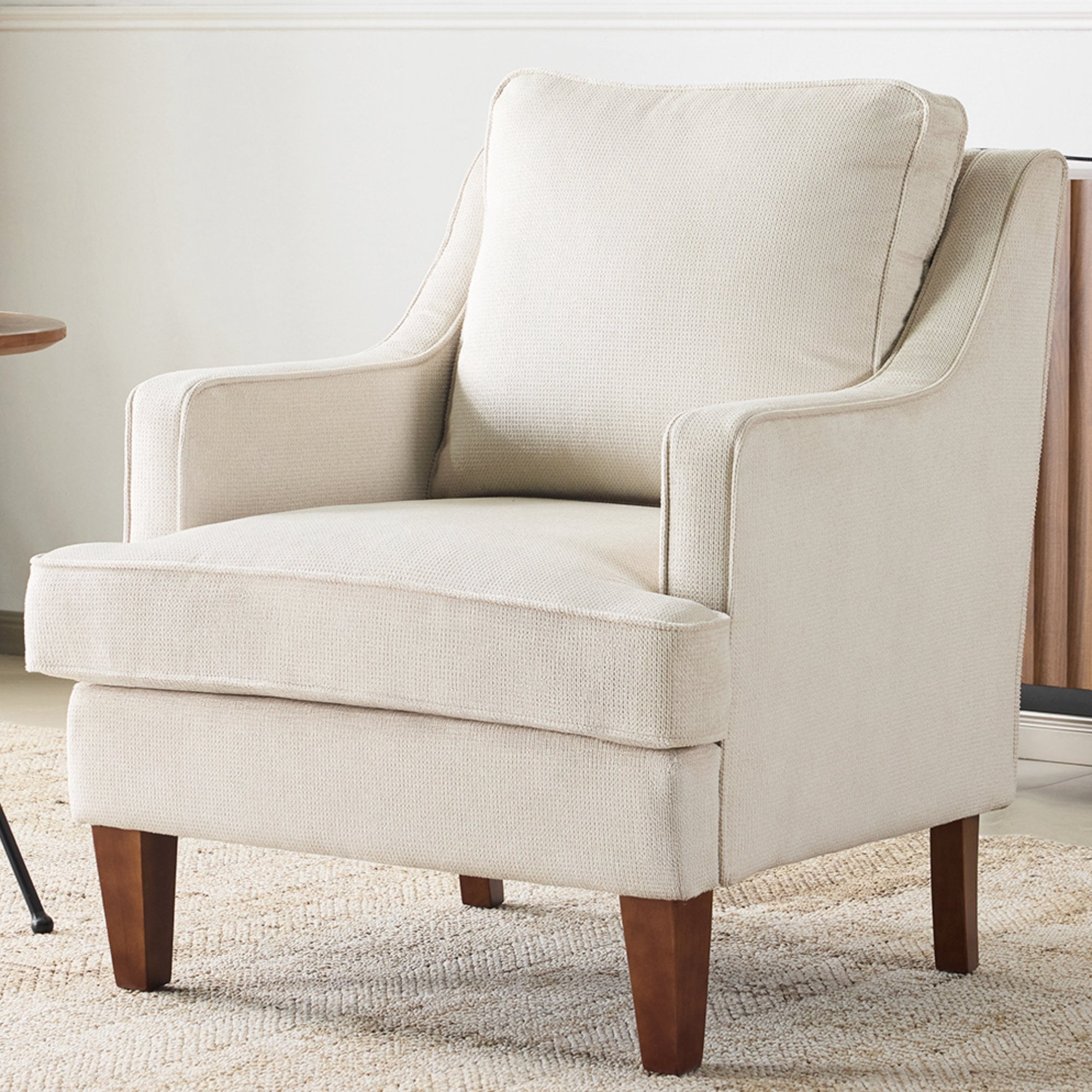 Ktaxon Fabric Accent Chair, Reading Armchair with Removable Cushion, Single Sofa with Extra Seat Depth for Living Room Bedroom Off White