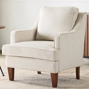 Ktaxon Fabric Accent Chair, Reading Armchair with Removable Cushion, Single Sofa with Extra Seat Depth for Living Room Bedroom Off White
