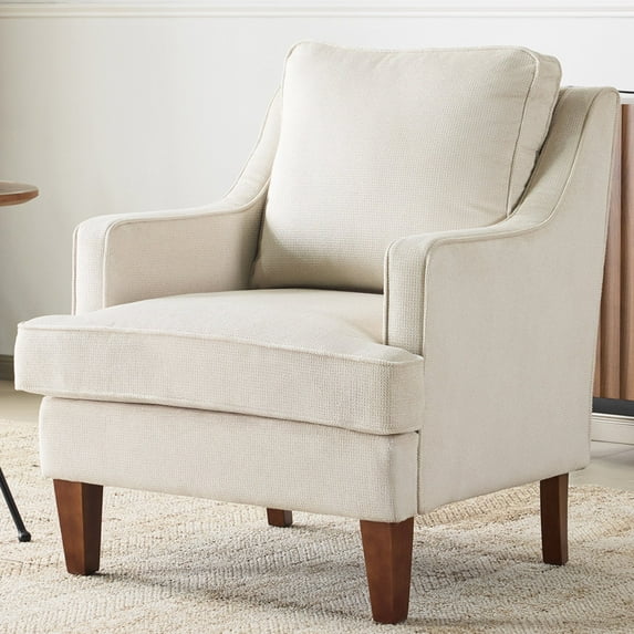 Ktaxon Fabric Accent Chair, Reading Armchair with Removable Cushion, Single Sofa with Extra Seat Depth for Living Room Bedroom Off White