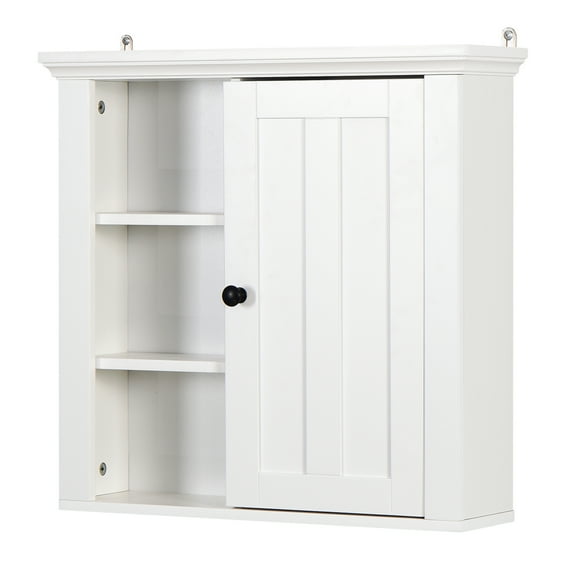 Ktaxon Wall Cabinet, Wall Mounted Bathroom Cabinet, Medicine Cabinet with Door & Storage Shelves, White
