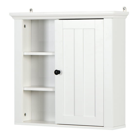 Ktaxon Wall Cabinet, Wall Mounted Bathroom Cabinet, Medicine Cabinet with Door & Storage Shelves, White
