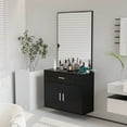 thumbnail image 1 of Ktaxon Wall Mount Salon Station with Mirror, Hair Styling Barber Station, Black, 1 of 8
