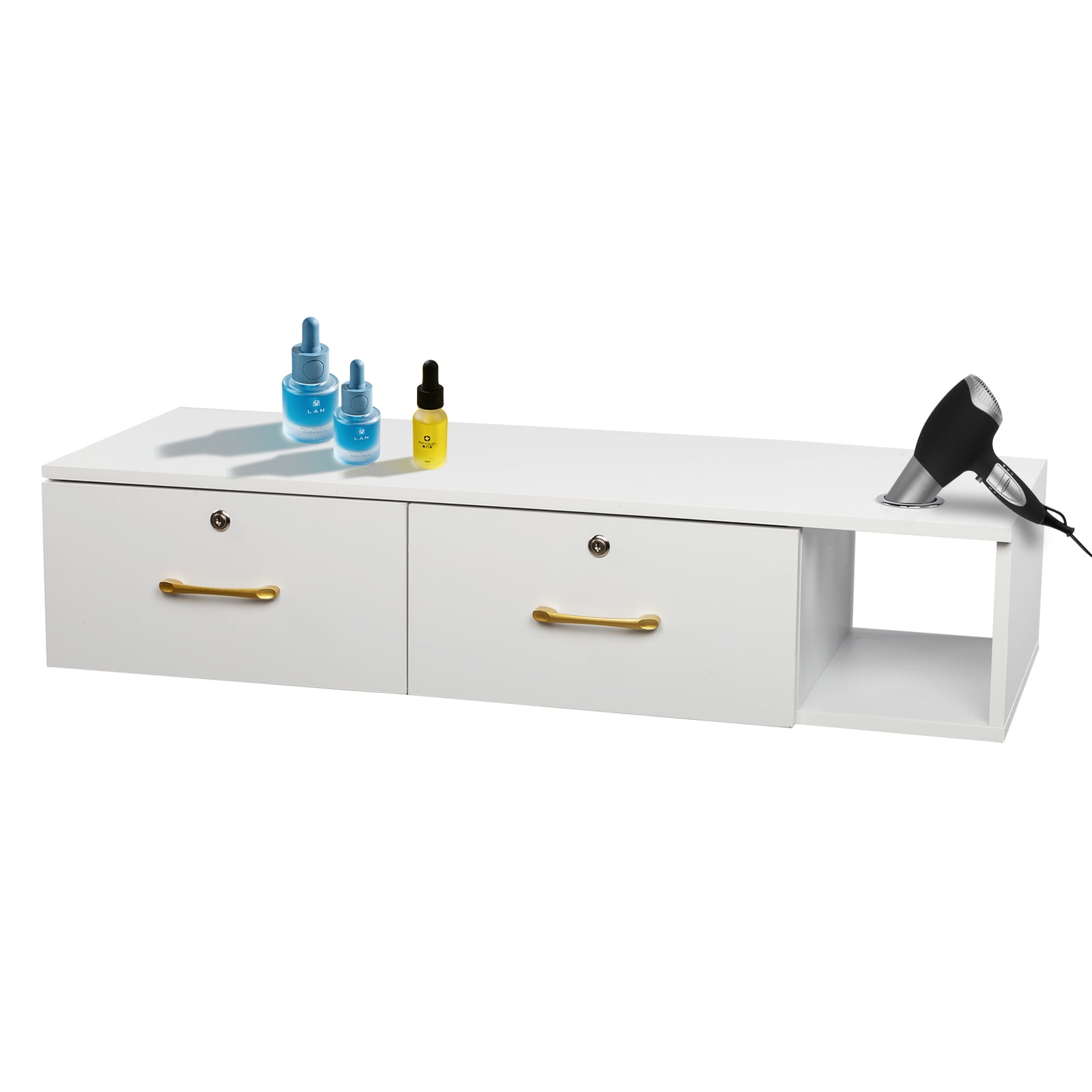 Ktaxon Wall Mount Styling Barber Station, Beauty Salon Spa Equipment, Salon Cabinet Station for Hair Stylist, White