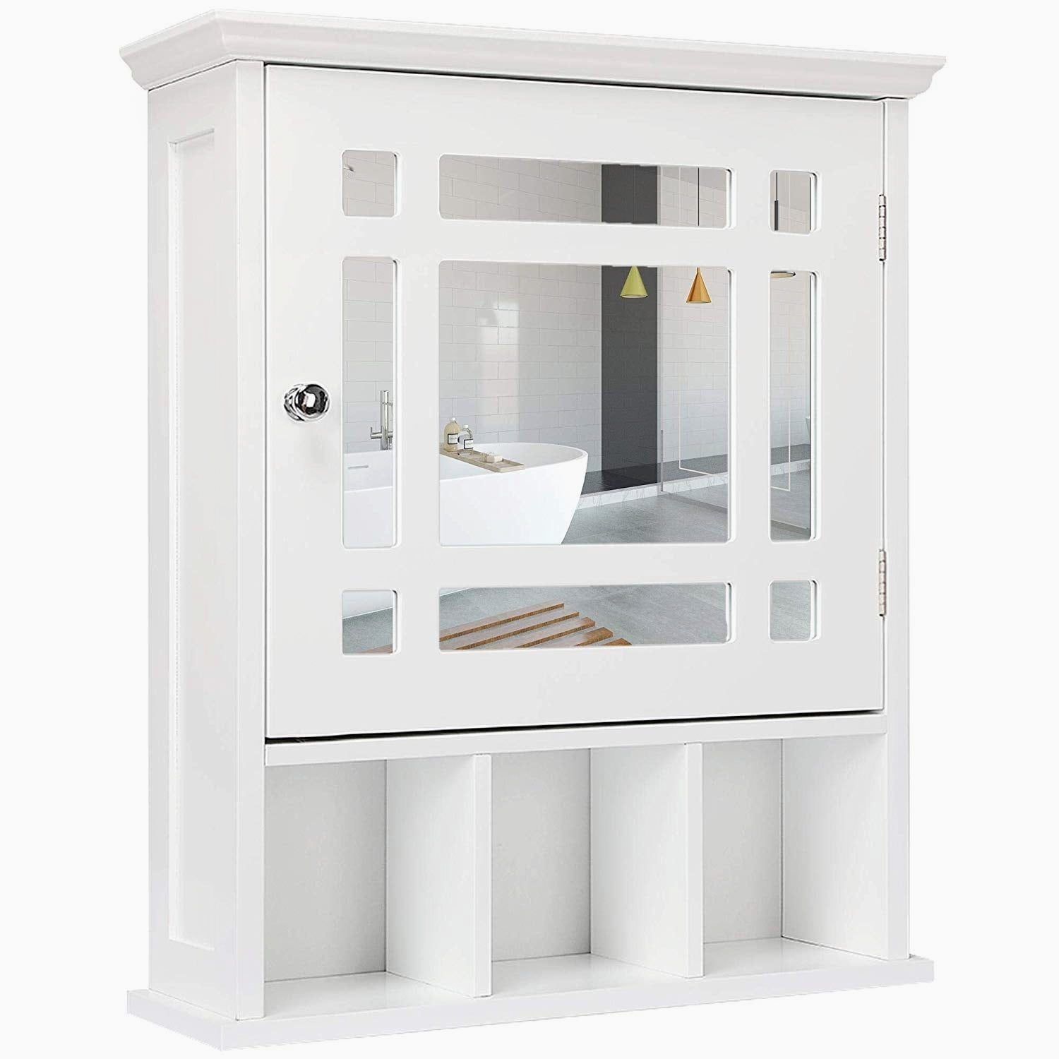 Ktaxon Wall Mounted Bathroom Cabinet Medicine Cabinet Storage Cabinet Organizer with Mirror Door and Adjustable Shelf, White